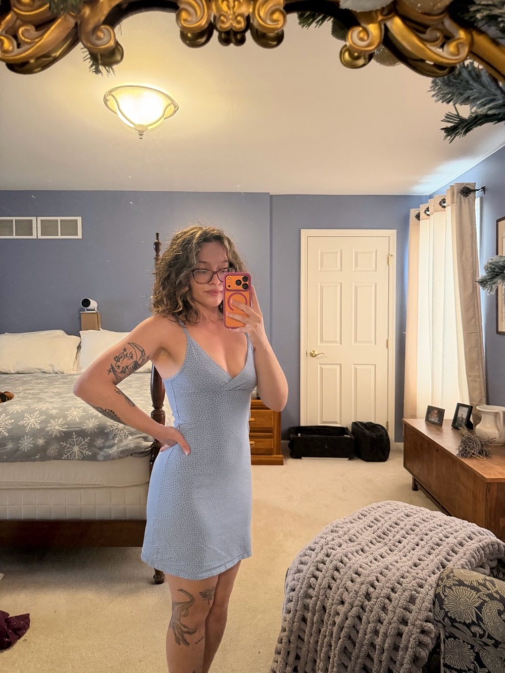 Brandy Melville Light Blue Ribbed Mini Dress - Picture 2 of 4